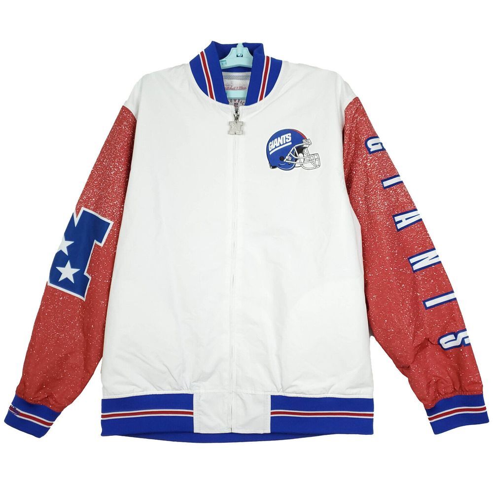 NY Giants Mitchell & Ness NFL Large‎ Varsity Jacket White Red Blue NWT